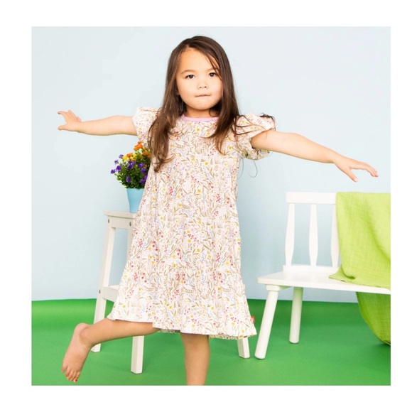 NWT Magnetic Me Easter Floral Modal Ruffle Dress in White 2T - Picture 2 of 12